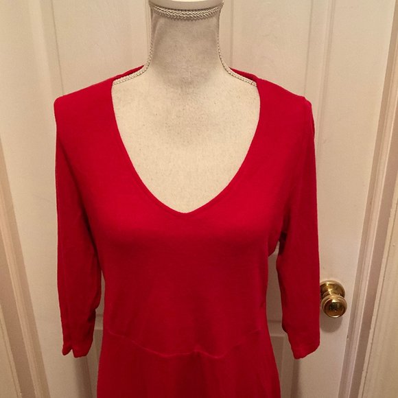 Torrid Dress 2 Solid Red Soft 3/4 Sleeve Fit & Flare New NWT - Picture 2 of 10